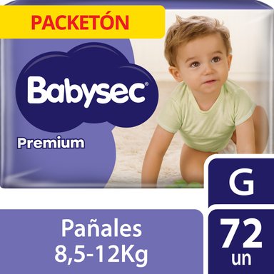 PAÑALES INFANTILES BABYSEC PACKETÓN PREMIUM TALLA G 72 UN