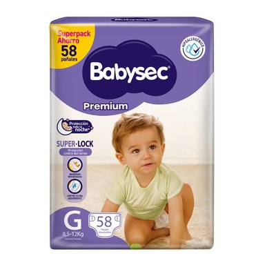 PAÑALES INFANTILES BABYSEC PREMIUM TALLA G 58 UN PREMIUM TALLA G 58 UN - 2
