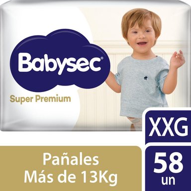 PAÑALES INFANTILES BABYSEC PACKETÓN SUPER PREMIUM TALLA XXG 58 UN