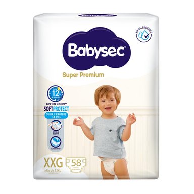 PAÑALES INFANTILES BABYSEC PACKETÓN SUPER PREMIUM TALLA XXG 58 UN - 2