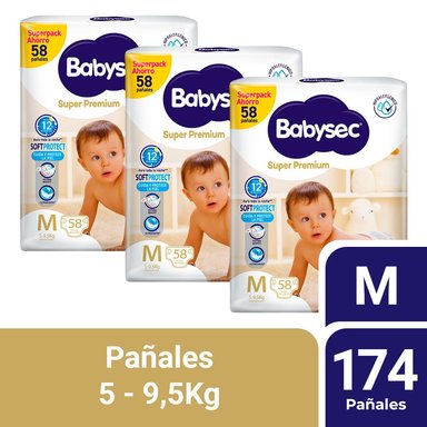 PACK 03 PAÑAL BABYSEC SUPER PREMIUM TALLA M 58 UN - 1