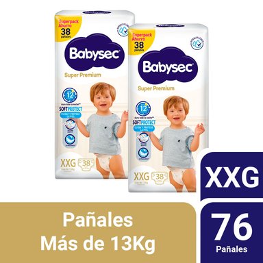 PACK 02 PAÑAL BABYSEC SUPER PREMIUM TALLA XXG 38 UN