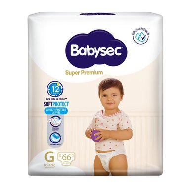 PAÑAL BABYSEC PACKETÓN SUPER PREMIUM TALLA G 66 UN - 2