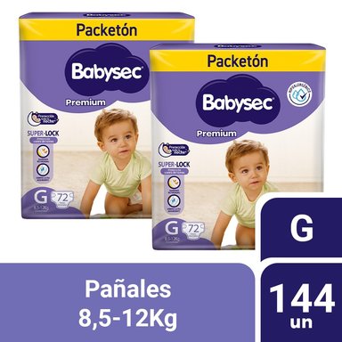 PACK 02 PAÑAL BABYSEC PACKETÓN PREMIUM TALLA G 72 UN