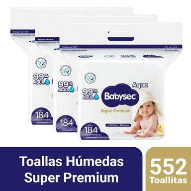 PACK 03 TOALLAS HÚMEDAS BABYSEC SUPER PREMIUM 184 UN