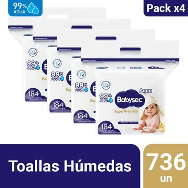 PACK 04 TOALLAS HÚMEDAS BABYSEC SUPER PREMIUM 184 UN