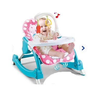 SILLA MECEDORA PORTÁTIL ROSADA CON LUNARES