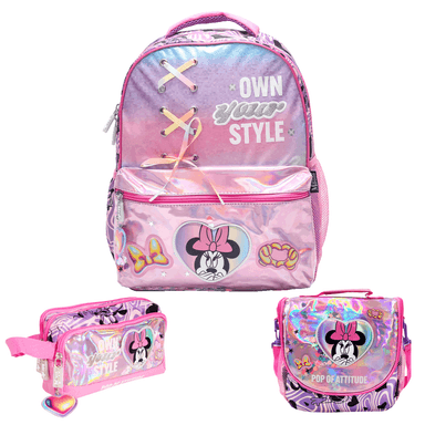 SET MOCHILA ESCOLAR DE  MINNIE ROSADO - 1