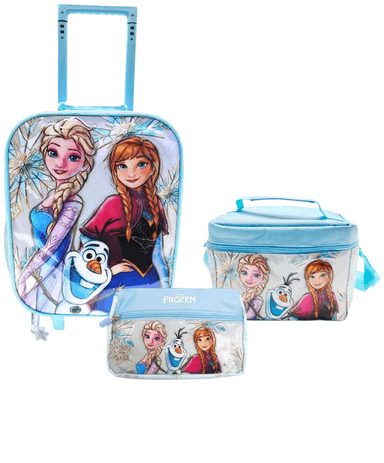 MALETA ESCOLAR DE FROZEN CON CARTUCHERA Y LONCHERA OFICIO - 1