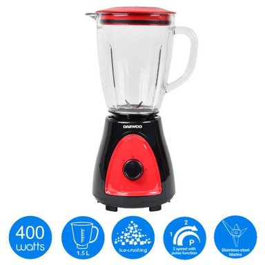 LICUADORA ROJA NEGRA DAEWOO DBL-1008C 1.5L 2 VELOCIDADES