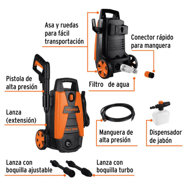 HIDROLAVADORA TRUPER PORTATIL 1500 PSI + MANGUERA 10M - 5