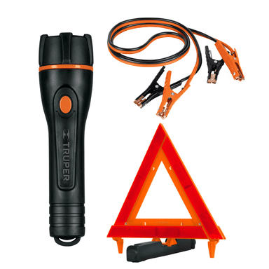 SET CABLE PASA CORRIENTE LINTERNA + TRIÁNGULO DE SEGURIDAD TRUPER - 1