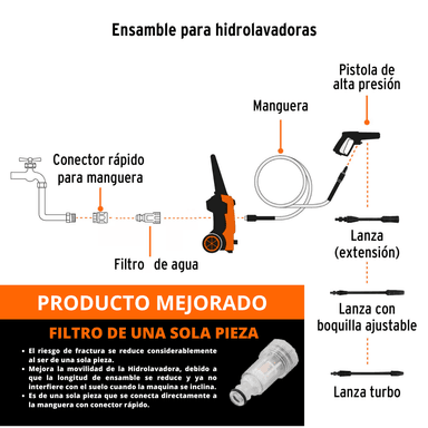 COMBO HIDROLAVADORA TRUPER 1500PSI + ASPIRADORA 12V PRETUL - 6