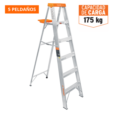 ESCALERA TRUPER TIPO TIJERA SOPORTA 175 KG EST-25 5 PELDAÑOS