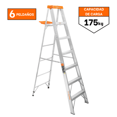 ESCALERA TRUPER TIPO TIJERA SOPORTA 175 KG EST-26 6 PELDAÑOS