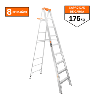 ESCALERA TIPO TIJERA 8 PELDAÑOS SOPORTA 175KG TRUPER