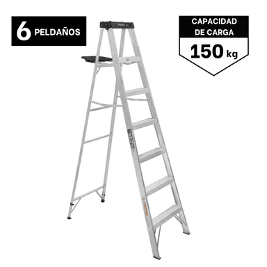 ESCALERA TRUPER TIPO TIJERA SOPORTA 150 KG 10437 6 PELDAÑOS