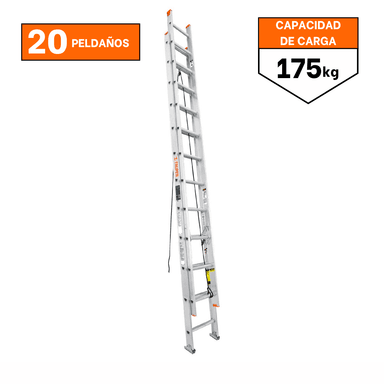 ESCALERA TRUPER TELESCÓPICA SOPORTA 175 KG 16758 20 PELDAÑOS