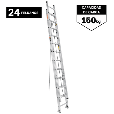 ESCALERA TRUPER TELESCÓPICA SOPORTA 150 KG 16028 24 PELDAÑOS