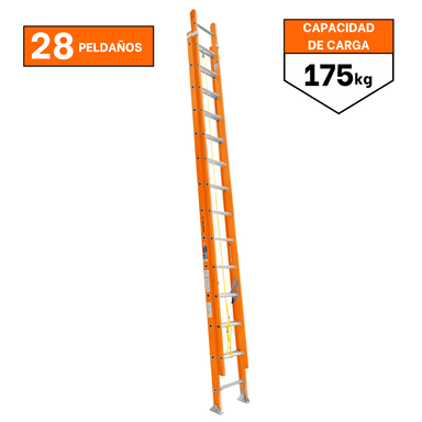 ESCALERA TRUPER TELESCÓPICA FIBRA VIDRIO SOPORTA 150 KG CF-100229 28 PELDAÑOS