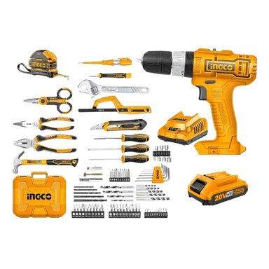 SET DE HERRAMIENTAS INGCO TALADRO 20V + 165 HERRAMIENTAS