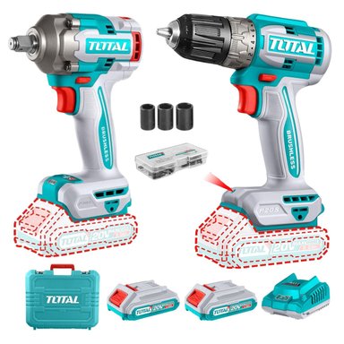 SET DE HERRAMIENTAS TOTAL TALADRO 52NM + LLAVE IMPACTO 400NM