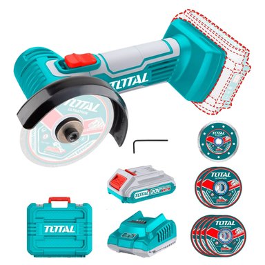 AMOLADORA TOTAL TAGLI76012 20V 3' INALAMBRICA + ACCESORIOS