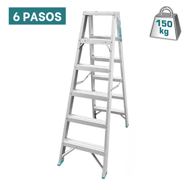 ESCALERA DOBLE ACCESO 6 PELDAÑOS SOPORTA 150 KG TOTAL