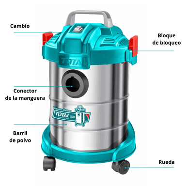 ASPIRADORA ELÉCTRICA 800W 12L TANQUE DE METAL INDUSTRIAL TOTAL - 2