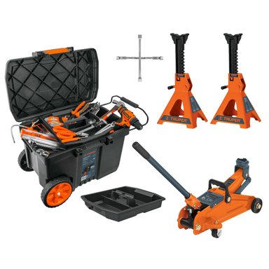 COMBO GATA 2 TN + CABALLETE 3TN + CAJA DE HERRAMIENTAS TRUPER