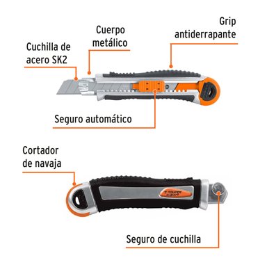 CUCHILLA TRABAJO PESADO 18 MM CON ALMA METÁLICA Y GRIP, EXPERT TRUPER - 3