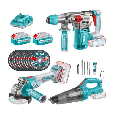 COMBO ROTOMARTILLO + AMOLADORA + ASPIRADORA INDUSTRIAL TOTAL