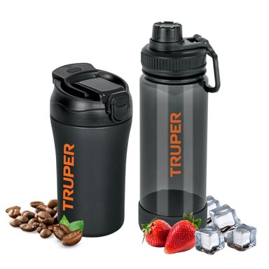 TERMO DE ACERO INOXIDABLE 400ML + TOMATODO DE PLASCTICO 740ML TRUPER
