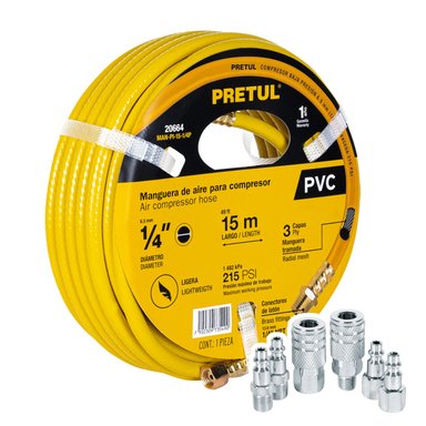 COMBO MANGUERA 15M + CONECTORES RÁPIDOS PRETUL