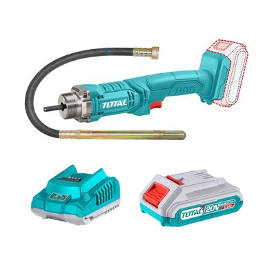 VIBRADOR DE CONCRETO 20V + BATERIA + CARGADOR Y MANGUERA TOTAL