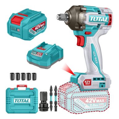 LLAVE DE IMPACTO 1/2'' 460NM + 1 BATERÍA Y CARGADOR 42V TOTAL