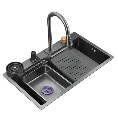 LAVADERO DE COCINA MULTIFUNCIONAL PREMIUM CROMADO ALFA AFL-554 - 1