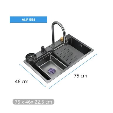 LAVADERO DE COCINA MULTIFUNCIONAL PREMIUM CROMADO ALFA AFL-554 - 2