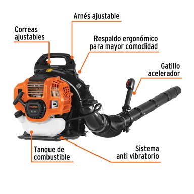 SOPLADORA CON MOTOR DE 53CC A GASOLINA TIPO MOCHILA TRUPER - 4