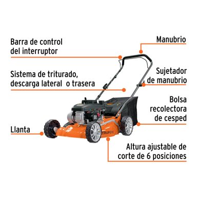 PODADORA CON MOTOR A GASOLINA DE 4 HP 18' DE CORTE TRUPER - 2