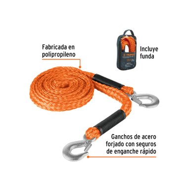 SOGA PARA REMOLQUE CON GANCHOS 3.5 M TRUPER - 3