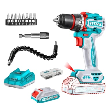 TALADRO ATORNILLADOR 55NM + ACCESORIOS + BATERIA Y CARGADOR 20V TOTAL - 1