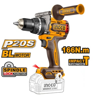 TALADRO PERCUTOR 166NM + 2 BATERIAS 5AMP Y 1 CARGADOR 20V INGCO - 4