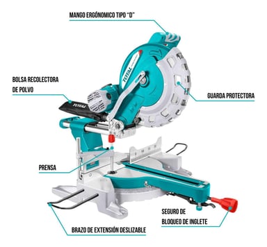 SIERRA INGLETEADORA TELESCOPICA 2400W 12 INDUSTRIAL TOTAL - 2