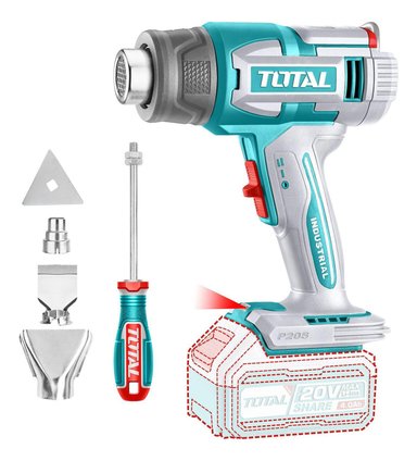 PISTOLA DE CALOR DIGITAL 30°-550° 20V SOLO CABEZAL TOTAL