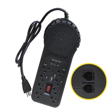ESTABILIZADOR DE VOLTAJE 1200W 8 TOMAS CON USB OPALUX