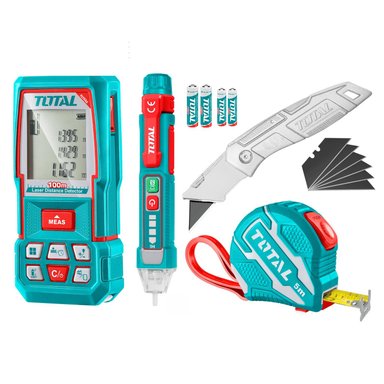 MEDIDOR LASER 100M + DETECTOR + NAVAJA Y WINCHA TOTAL