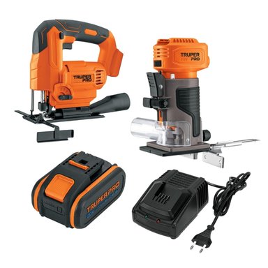 RUTEADORA + SIERRA CALADORA 20V + 1BAT 4AH + CARGADOR TRUPER