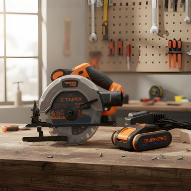 SIERRA CIRCULAR 6 1/2 20V + 1 BATERIA 2AH + CARGADOR TRUPER - 2