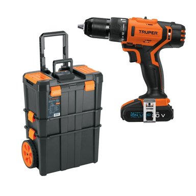 TALADRO PERCUTOR + CAJA DE HERRAMIENTAS 3 EN 1 CON RUEDAS TRUPER - 1